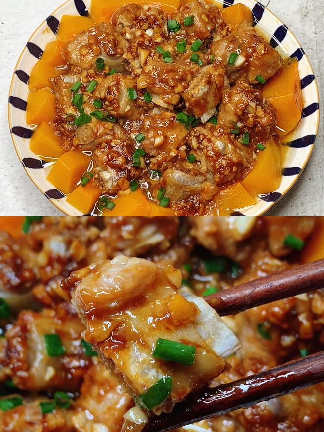 鲜嫩入味！好吃到舔手指的南瓜蒜香蒸排骨