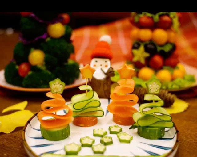 【3】一分钟简单快手美味颜值外貌新年元旦年夜饭好看漂亮创意圣诞树沙拉系列-迷你树