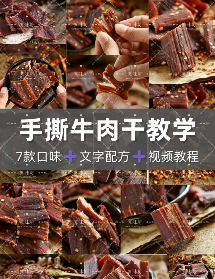 手撕牛肉干全套7个口味商用自用摆摊手撕牛肉干视频教程配方