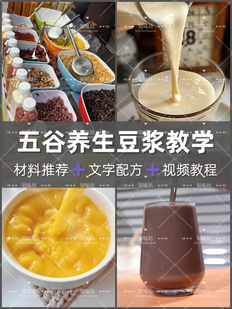 滋补五谷豆浆包配方米糊包教程早餐店饮品商用制作技术视频课